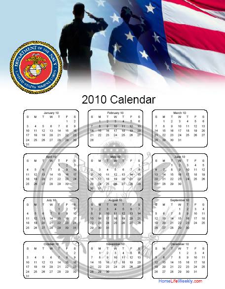 Military Calendar 2010 Free Printables Home Life Weekly