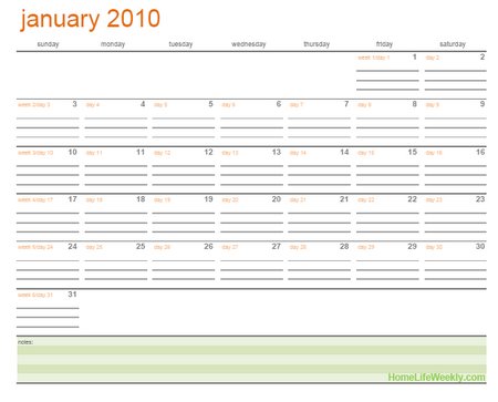 Printable Monthly Calendar